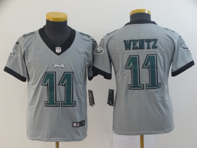 Youth Philadelphia Eagles #11 Wentz Grey Nike Vapor Untouchable Limited NFL Jerseys